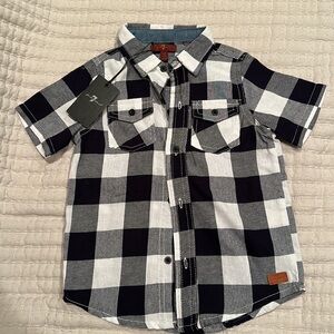 NWT! 3T Boys '7 For All Mankind' Navy Plaid Button Down